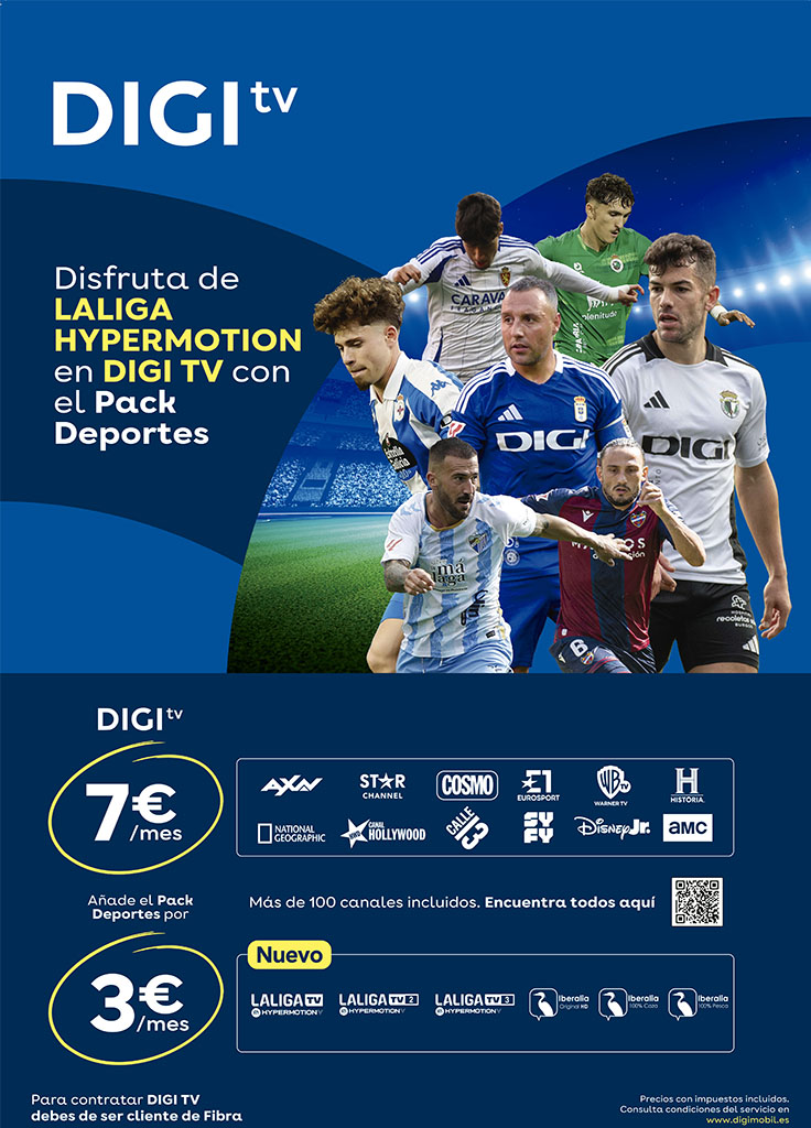 Contrata DIGI TV, la televisión de DIGI por 7€/mes.