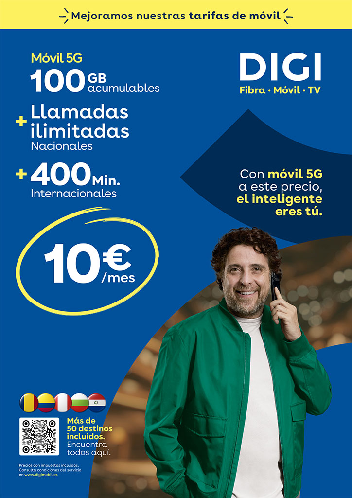 Contrata DIGI por 10€/mes con 100GB + Llamadas ilimitadas