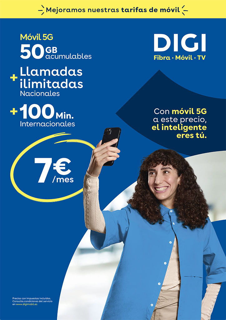 Contrata Digi por 7€ mes. 30GB + llamadas ilimitadas