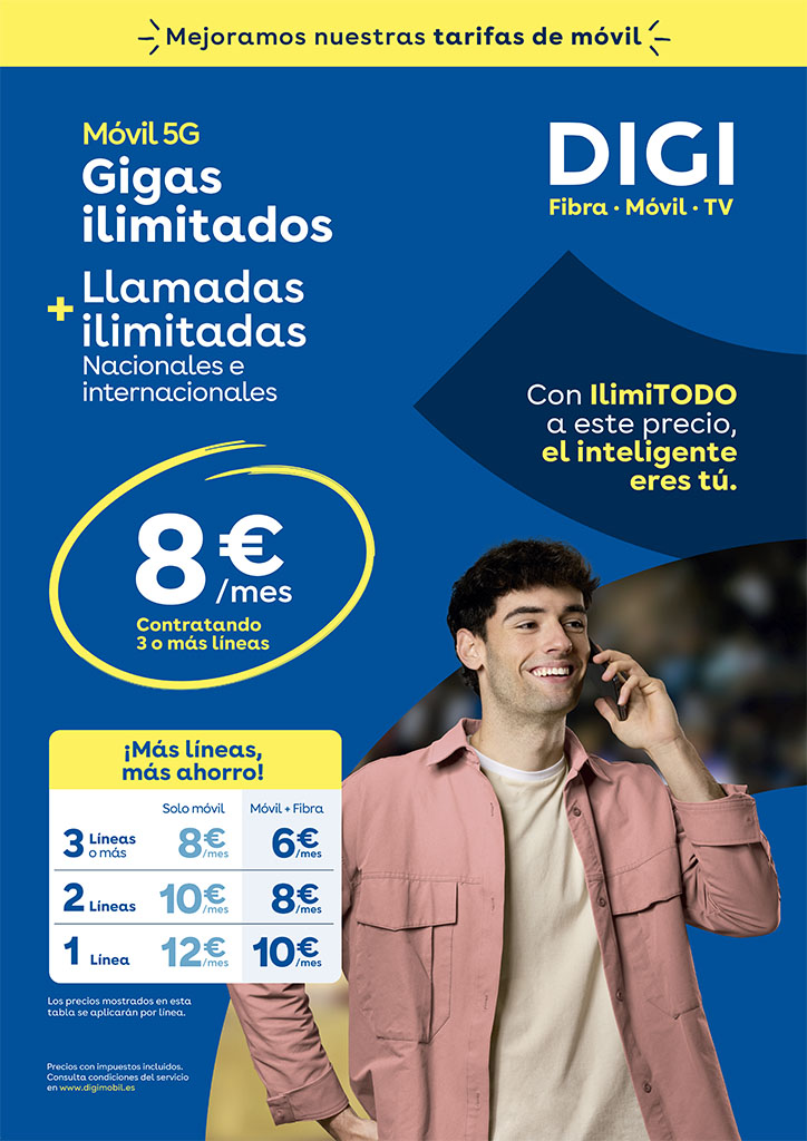 Contrata Gigas ilimitados + llamadas ilimitadas con DIGI